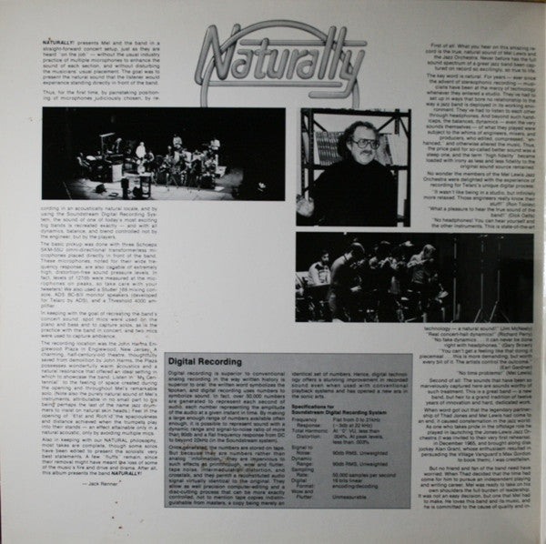 Mel Lewis And The Jazz Orchestra : Naturally (LP, Album, Gat)