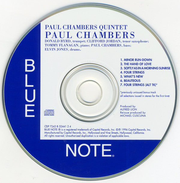 Paul Chambers Quintet With Donald Byrd, Clifford Jordan, Tommy Flanagan, Elvin Jones : Paul Chambers Quintet (CD, Album, Ltd, RE)