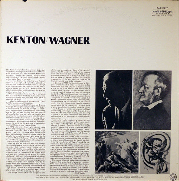 Stan Kenton : Kenton / Wagner (LP, Album, Mono)