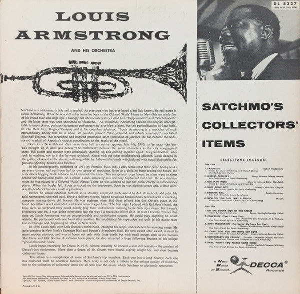 Louis Armstrong And His Orchestra : Satchmo's Collector's Items (LP, Comp)