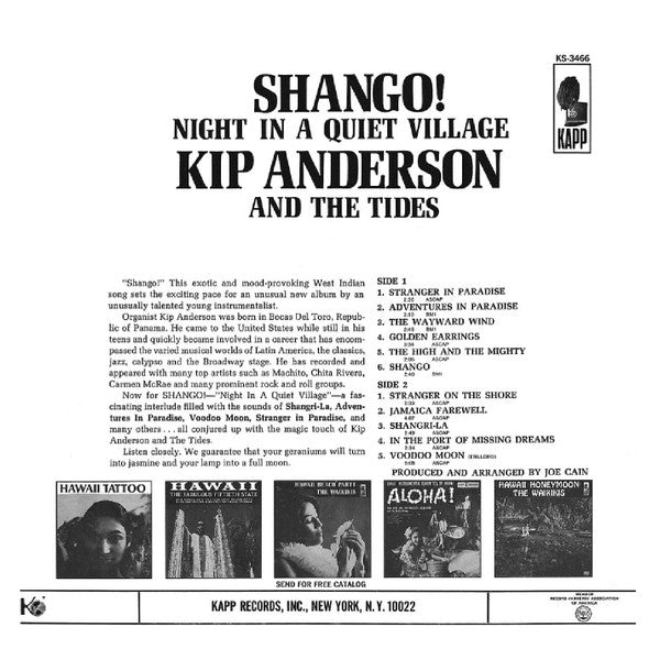 Kip Anderson And The Tides : Shango! Night In A Quiet Village (LP, Album)