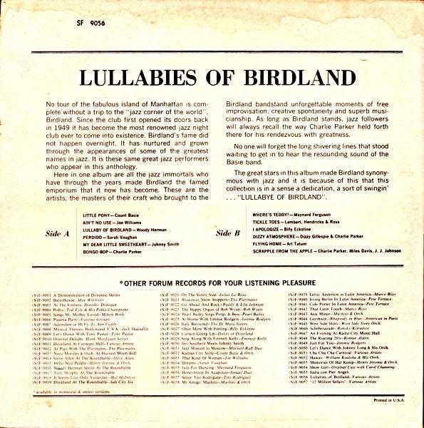 Various : Lullabies Of Birdland (LP, Comp)