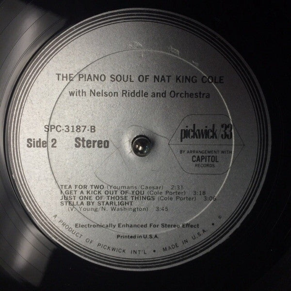 Nat King Cole With Nelson Riddle And His Orchestra : The Piano Soul Of Nat King Cole (LP, Album, RE)