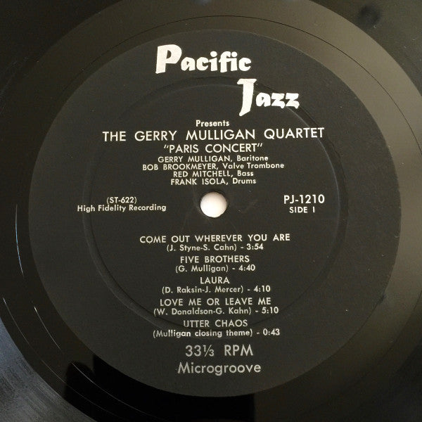 Gerry Mulligan Quartet : Paris Concert (LP, Album, Mono)