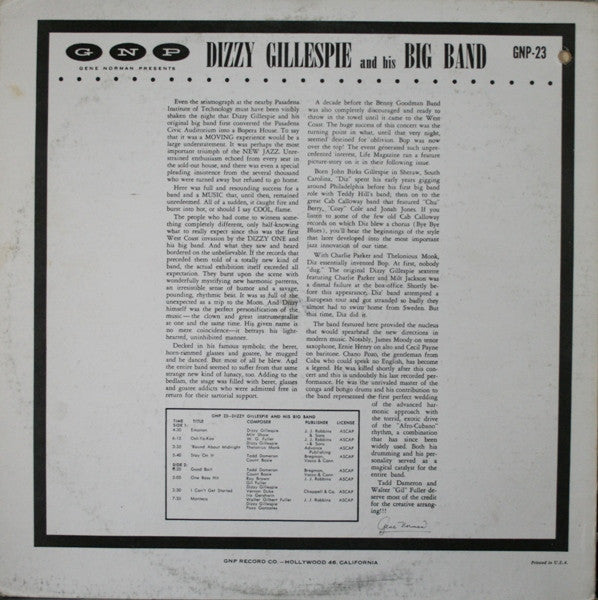 Dizzy Gillespie Big Band : In Concert (LP, Album, RE)