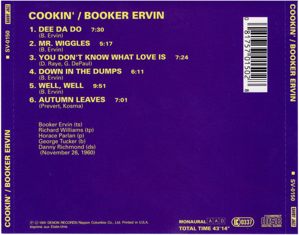 Booker Ervin Quintet : Cookin' (CD, Album, RE, RM)