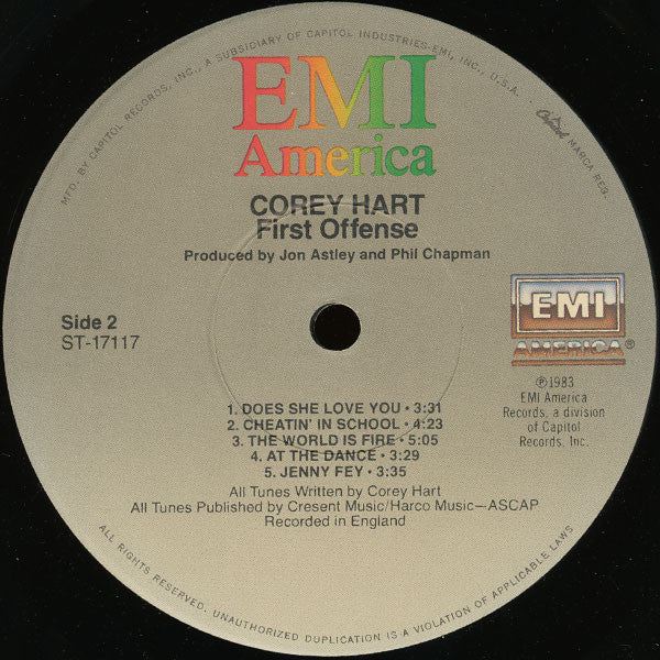 Corey Hart : First Offense (LP, Album, Win)