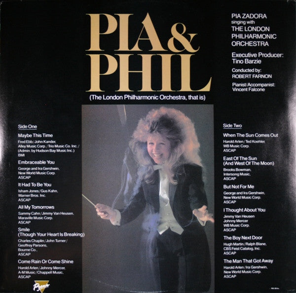 Pia Zadora With The The London Philharmonic Orchestra : Pia & Phil (LP, Album, Pit)