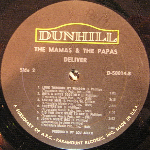 The Mamas & The Papas : Deliver (LP, Album, Mono)