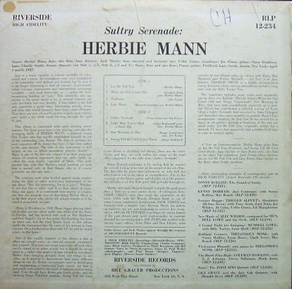 Herbie Mann : Sultry Serenade (LP, Album, Mono)