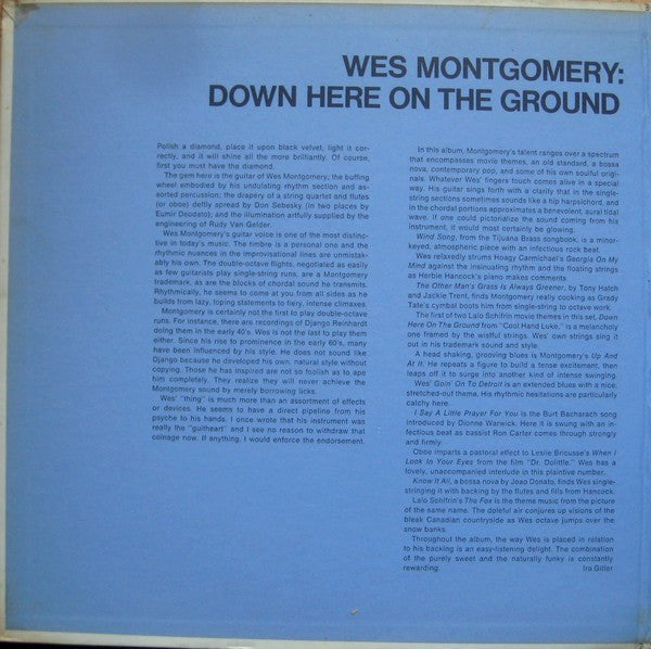 Wes Montgomery : Down Here On The Ground (LP, Album, Gat)