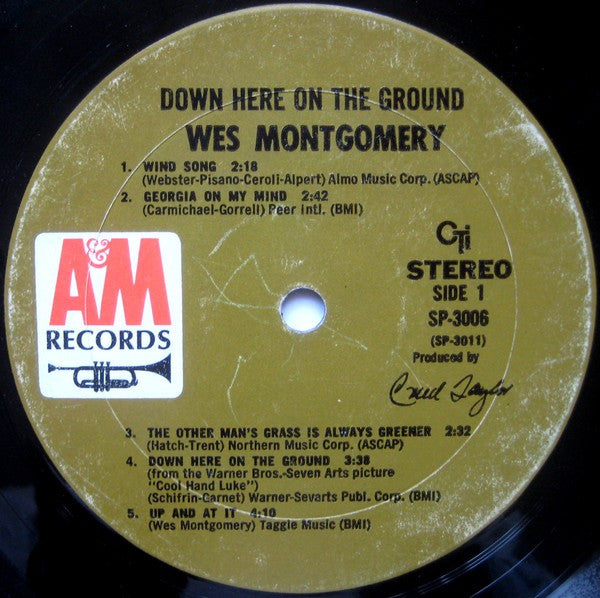 Wes Montgomery : Down Here On The Ground (LP, Album, Gat)