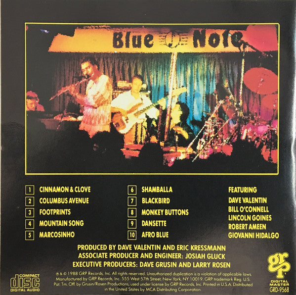 Dave Valentin : Dave Valentin Live At The Blue Note (CD, Album)