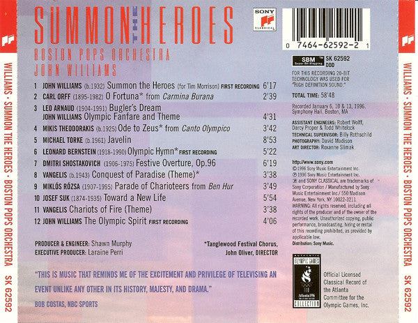 John Williams (4), The Boston Pops Orchestra : Summon The Heroes (CD, Album)