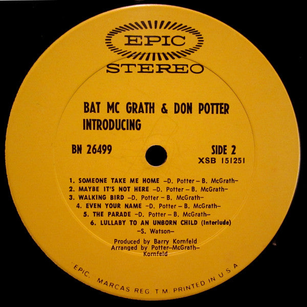 Bat McGrath & Don Potter : Introducing Bat McGrath & Don Potter (LP, Album)