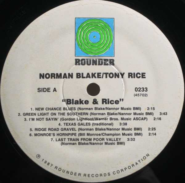 Norman Blake (2) & Tony Rice : Blake & Rice (LP, Album)