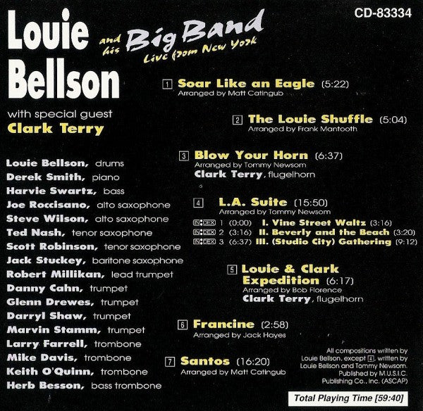 Louie Bellson Big Band With Special Guest Clark Terry : Live From New York (CD, Album)