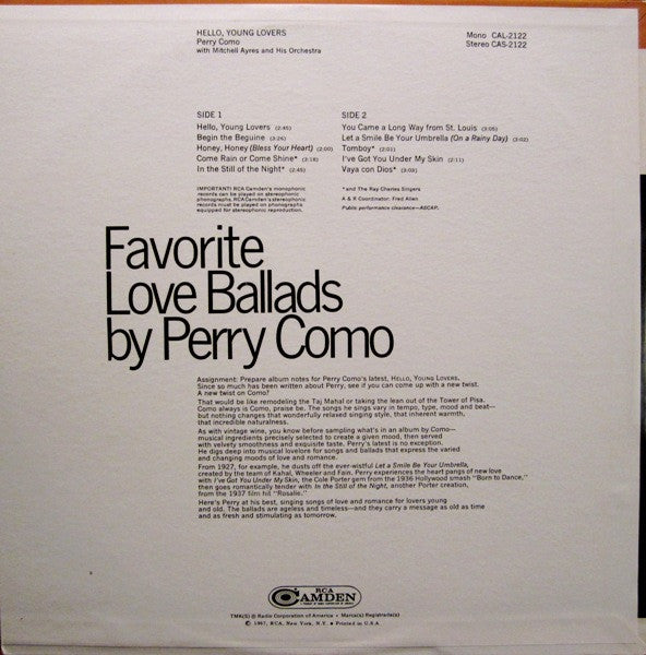 Perry Como : Hello, Young Lovers (LP, Comp)