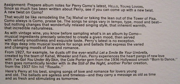 Perry Como : Hello, Young Lovers (LP, Comp)