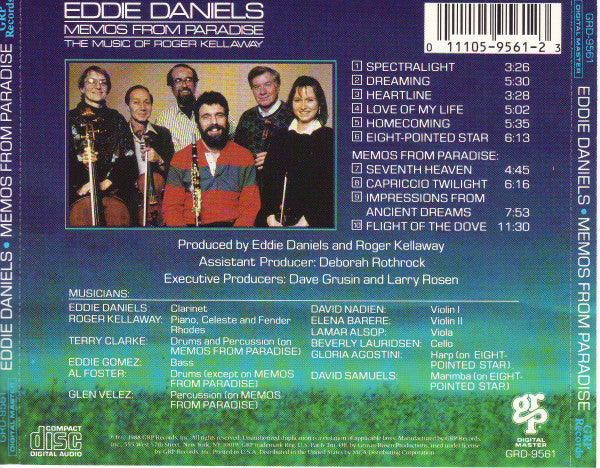 Eddie Daniels : Memos From Paradise: The Music Of Roger Kellaway (CD, Album)