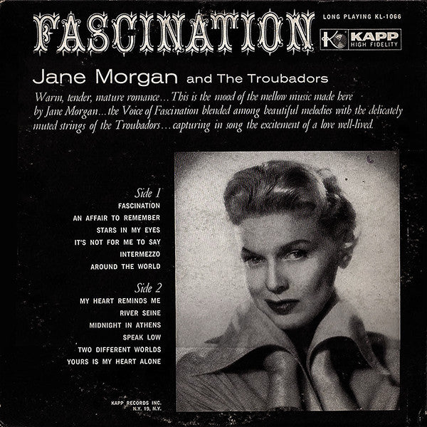 Jane Morgan With The Troubadors : Fascination (LP, Album, Mono)