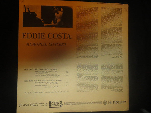 Clark Terry Quartet / Coleman Hawkins Sextet : Eddie Costa: Memorial Concert (LP, Album, Mono)