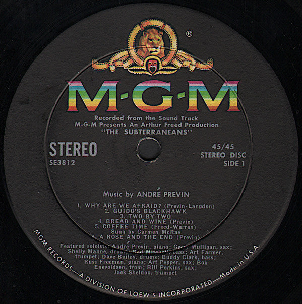 André Previn, Gerry Mulligan, Carmen McRae : Performing Music From The Subterraneans - Original Sound Track Album (LP, Album)