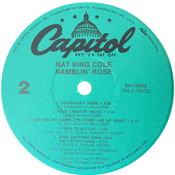 Nat King Cole : Ramblin' Rose (LP, Album, RE, Gre)