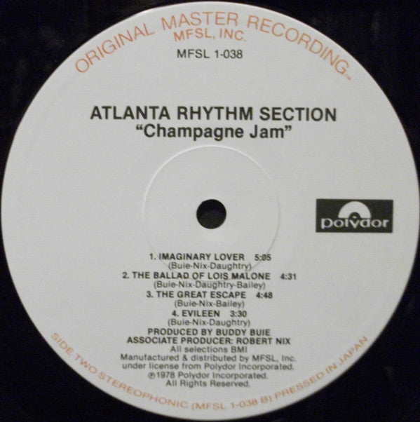 Atlanta Rhythm Section : Champagne Jam (LP, Album, Ltd, RE, RM)