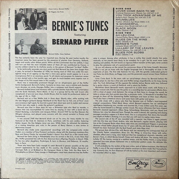 Bernard Peiffer : Bernie's Tunes (LP, Album, Mono)