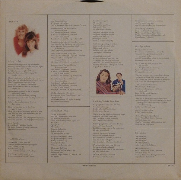 Carpenters : A Song For You (LP, Album, Pit)