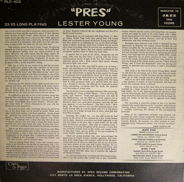 Lester Young : Pres (LP)