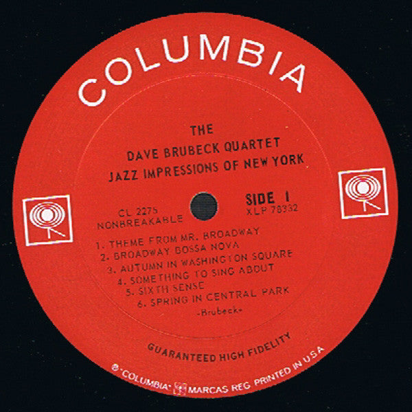 The Dave Brubeck Quartet : Jazz Impressions Of New York (LP, Album, Mono)