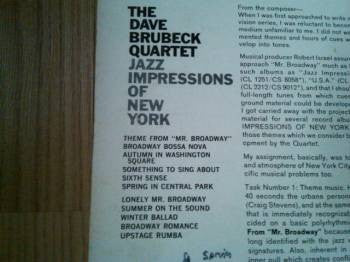 The Dave Brubeck Quartet : Jazz Impressions Of New York (LP, Album, Mono)