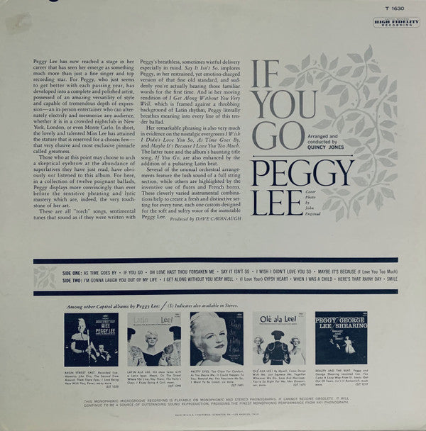 Peggy Lee : If You Go (LP, Album, Mono)