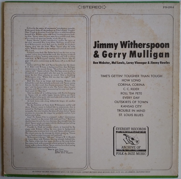 Jimmy Witherspoon & Gerry Mulligan : Jimmy Witherspoon & Gerry Mulligan (LP, Album, RE)