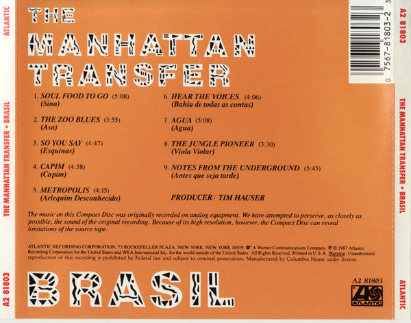 The Manhattan Transfer : Brasil (CD, Album, Club)