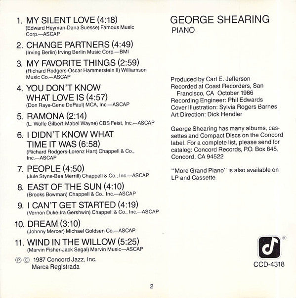 George Shearing : More Grand Piano (CD, Album)