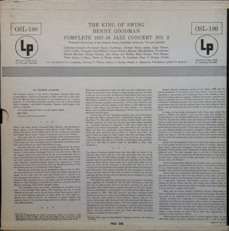 Benny Goodman And His Orchestra, Benny Goodman Trio And The Benny Goodman Quartet : The King Of Swing - Complete 1937-38 Jazz Concert No. 2 (2xLP, Mono, RE, Sli)