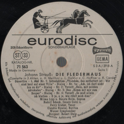 Johann Strauss Jr., Renate Holm, Wilma Lipp, Rudolf Schock, Cesare Curzi, Walter Berry, Wiener Staatsopernchor, Wiener Symphoniker, Robert Stolz : Die Fledermaus (2xLP, S/Edition)