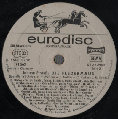 Johann Strauss Jr., Renate Holm, Wilma Lipp, Rudolf Schock, Cesare Curzi, Walter Berry, Wiener Staatsopernchor, Wiener Symphoniker, Robert Stolz : Die Fledermaus (2xLP, S/Edition)