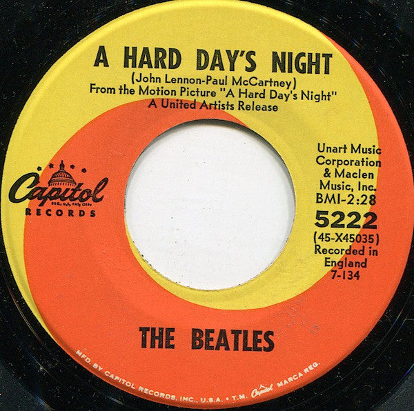 The Beatles : A Hard Day's Night (7", Single, Scr)