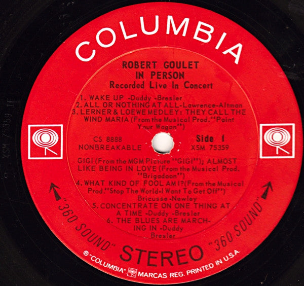Robert Goulet : Robert Goulet In Person: Recorded Live In Concert (LP, Album)