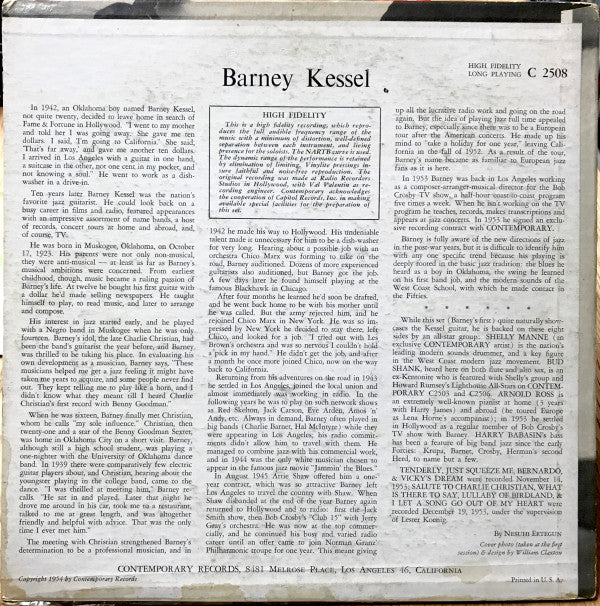 Barney Kessel : Barney Kessel (10", Album)