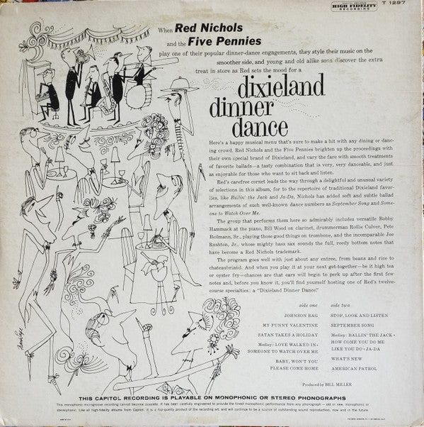 Red Nichols And His Five Pennies : Dixieland Dinner Dance (LP, Album, Mono, Scr)