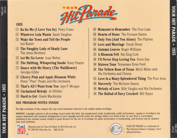 Various : Your Hit Parade • 1955 (CD, Comp, RM)