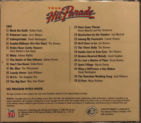 Various : Your Hit Parade 1959 (CD, Comp, RM)