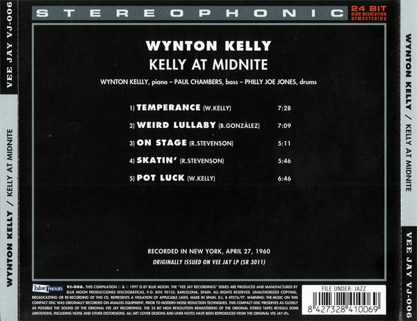 Wynton Kelly : Kelly At Midnite (CD, Album, RE, RM)