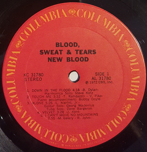 Blood, Sweat And Tears : New Blood (LP, Album, Pit)