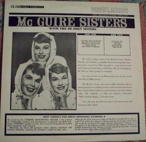 McGuire Sisters With De John Sisters : Starring The McGuire Sisters With The De John Sisters (LP, Album, Mono)